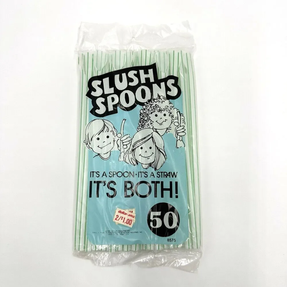 Slush Spoons It’s A Spoon It’s A Straw It’s Both 1984 Vintage 50 ct. Retro NOS